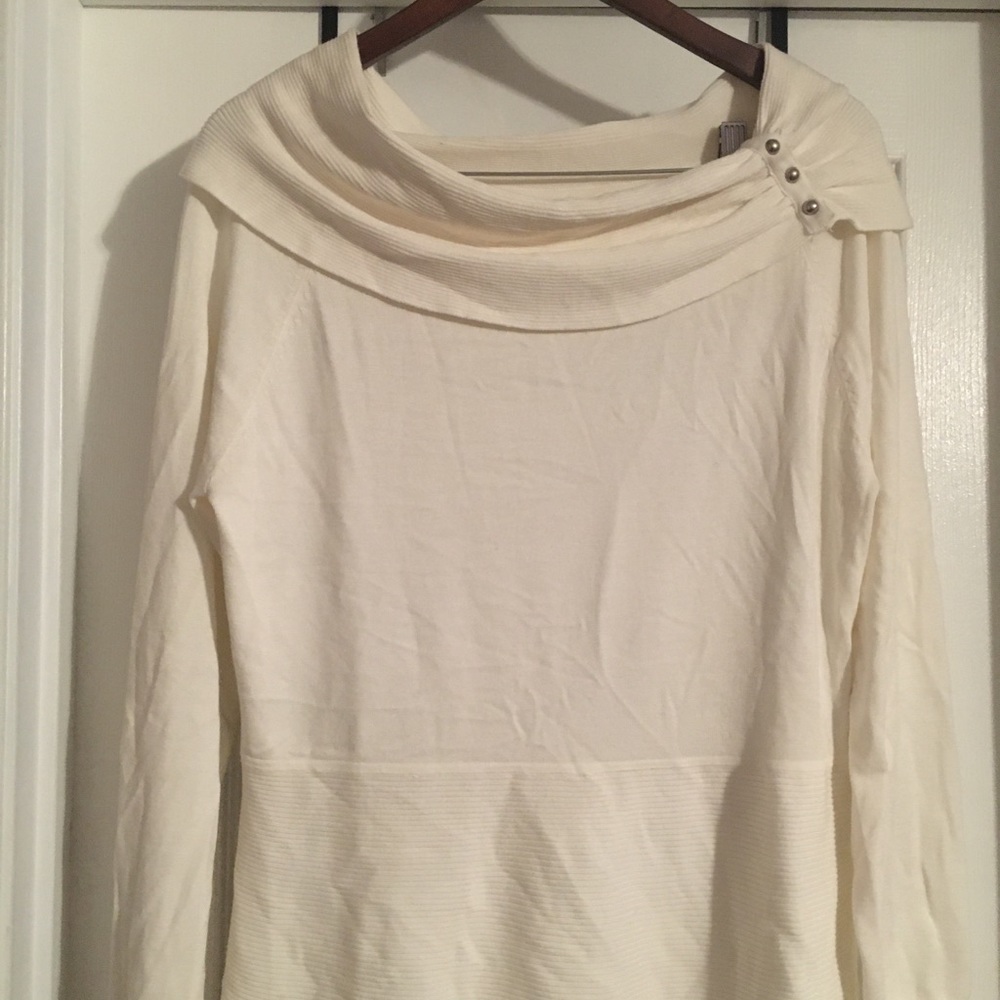 Cream Off-the-Shoulder Peplum Sweater
